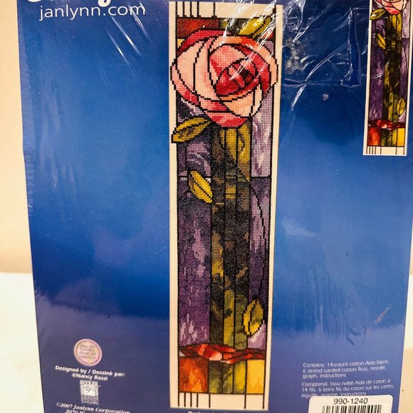 Janlynn "Stained Glass Rose" Counted Cross Stitch Kit - New/Sealed (2007) - Picture 3 of 9